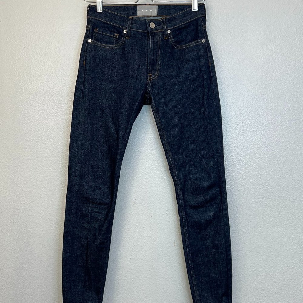 Everlane Mid Rise Skinny Dark Wash Blue Denim Jeans Pants Women's 25